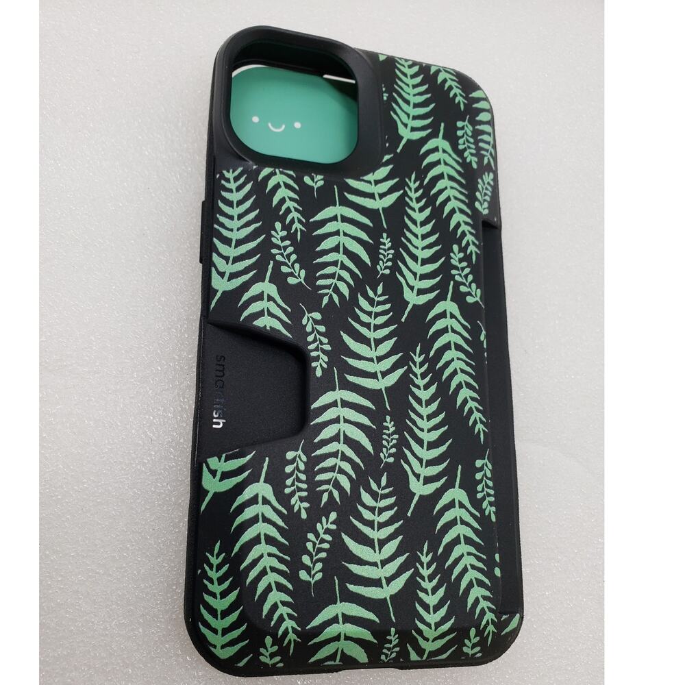 Smartish iPhone 14 Wallet Case Wallet Slayer Vol 1 - Black Fern Leaf Cover
